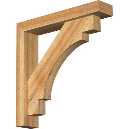 Ekena Millwork Merced Block Rough Sawn Bracket w/ Offset Brace, Western Red Cedar, 4"W x 20"D x 20"H BKT0402X20X20MRC05RWR